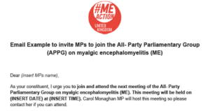 APPG on ME Sample Email UK