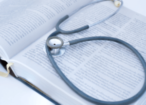 stethoscope on book