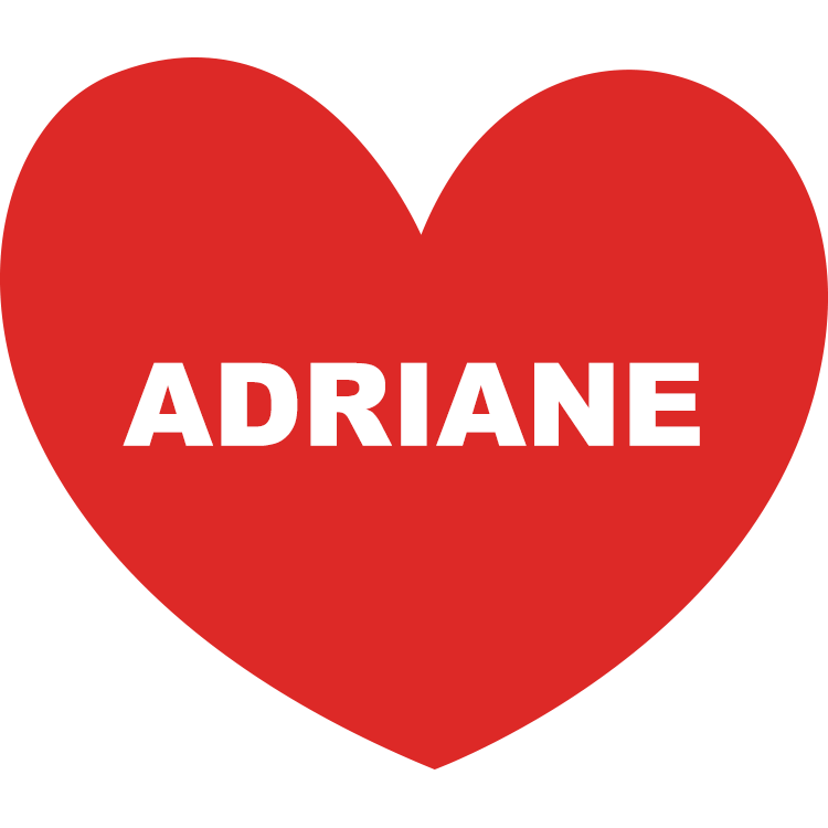the name Adriane written in white inside a red heart