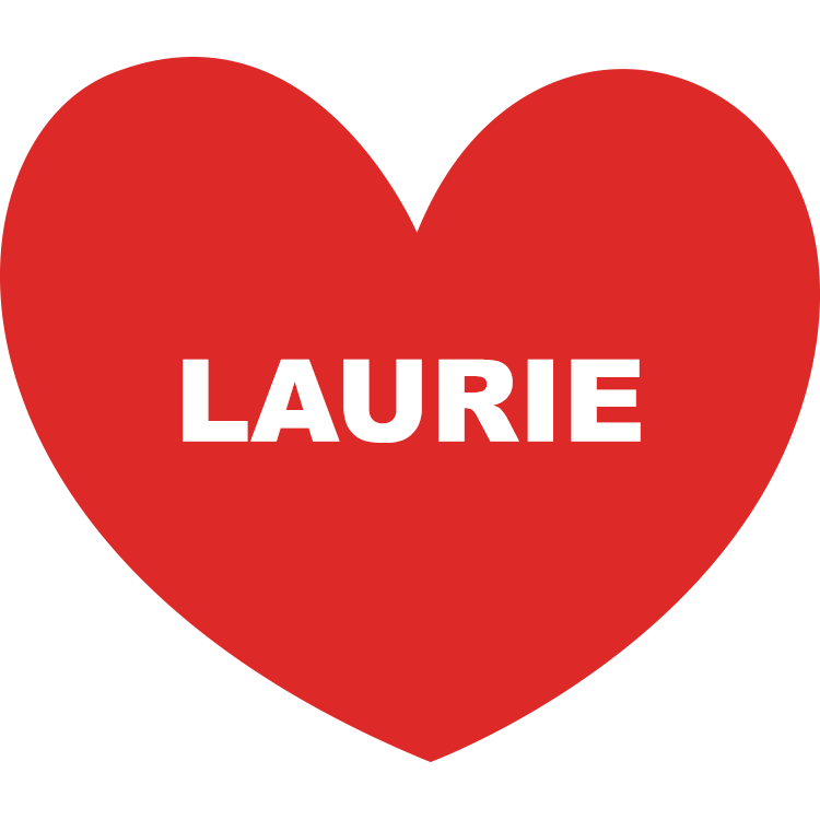 the name Laurie written in white inside a red heart