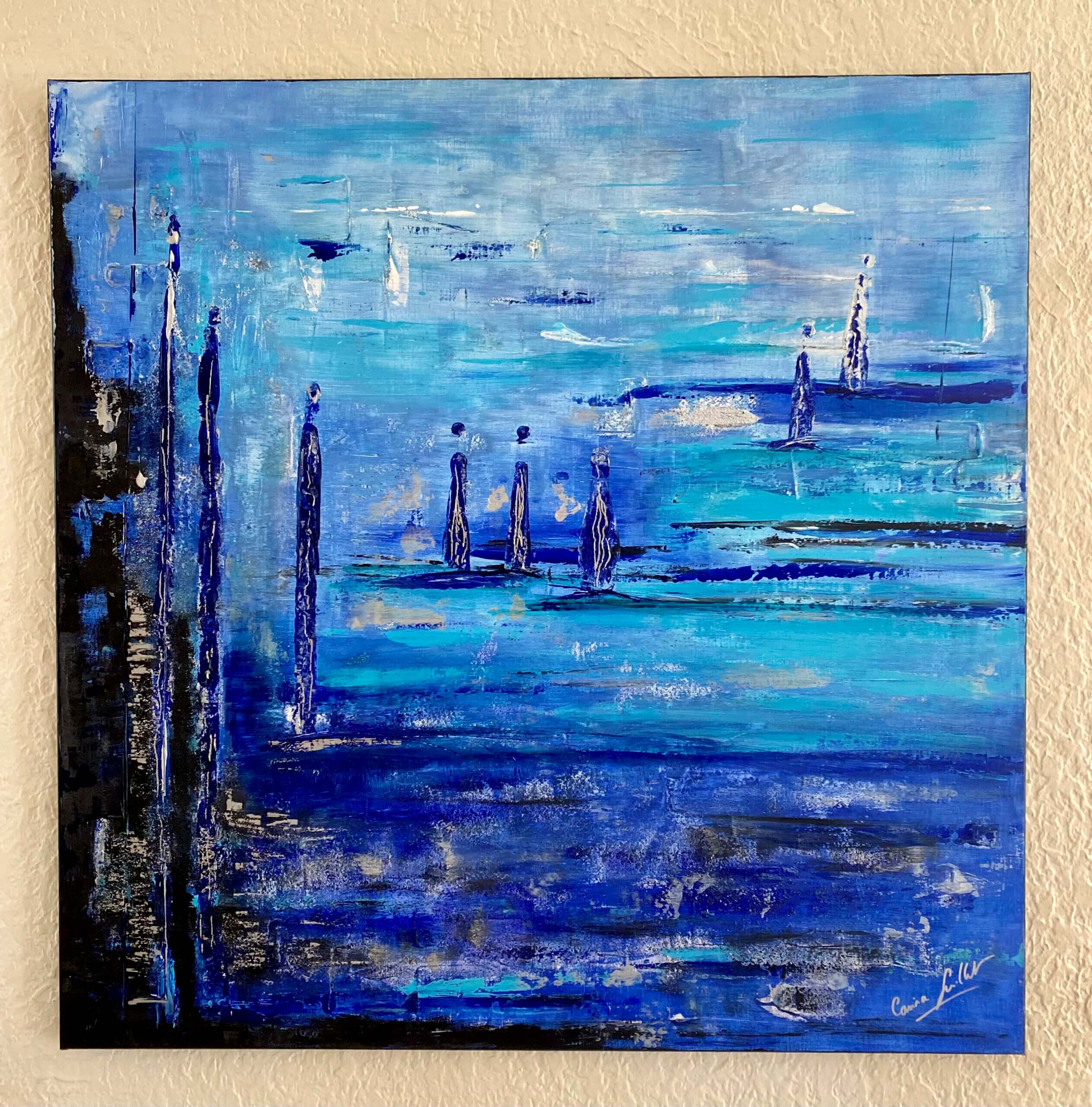 A painting with variant shades of blue