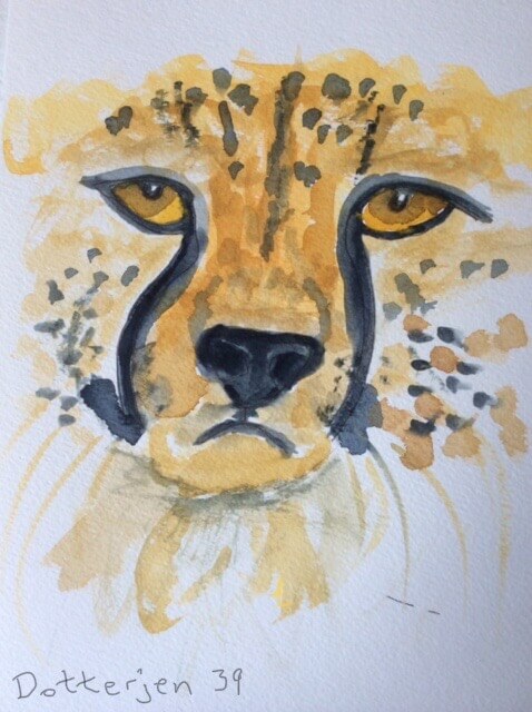 A painting of a cheetah's face