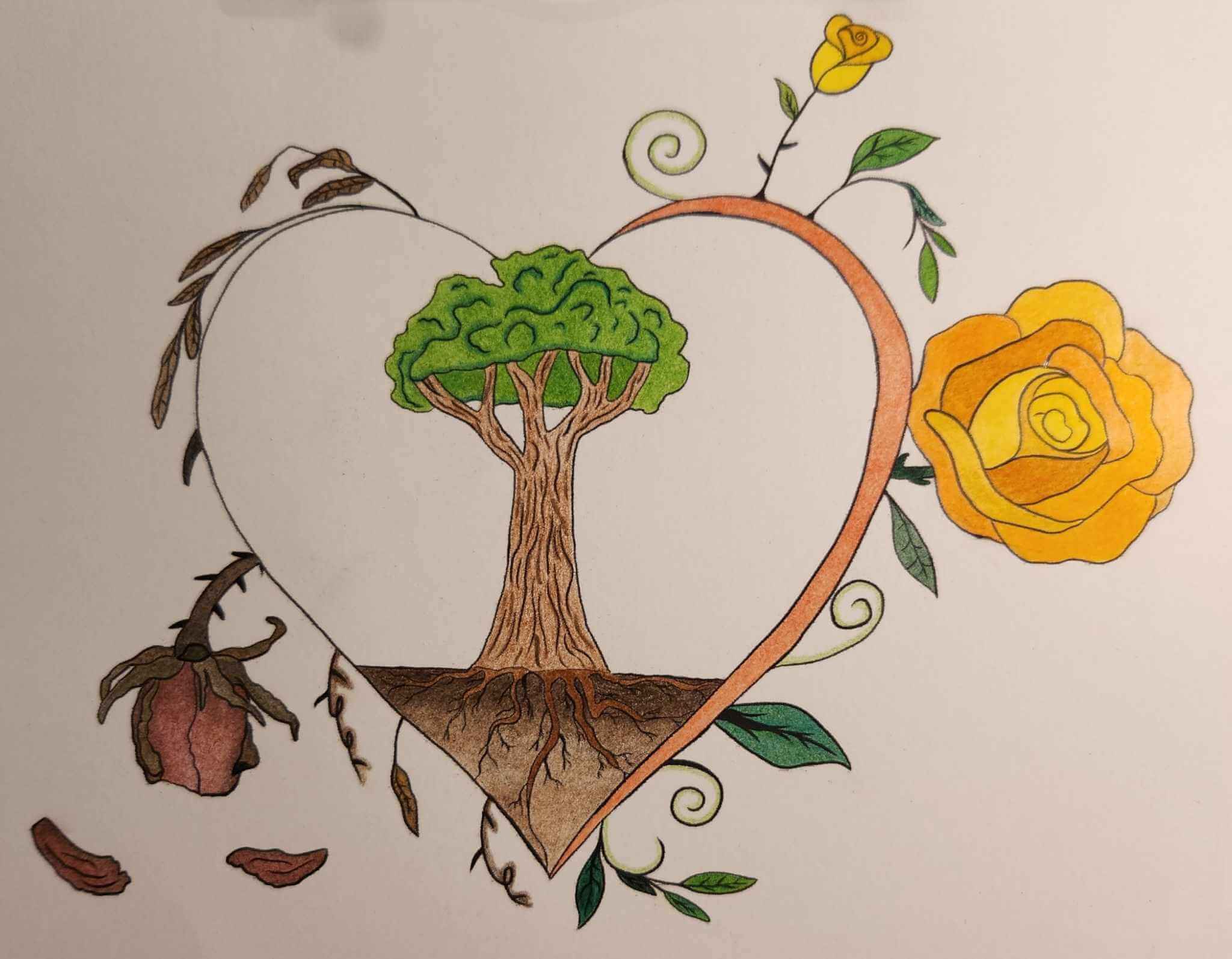 A heart drawn around a tree