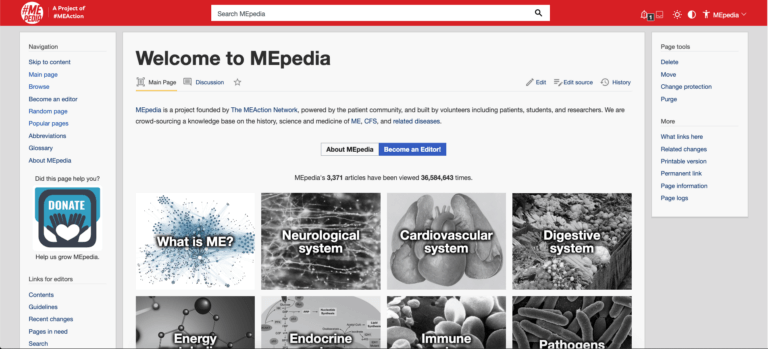 Screen shot of the new home page of #MEpedia.