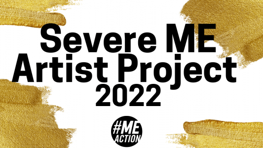Severe ME Artist Project 2022 over swatches of gold paint