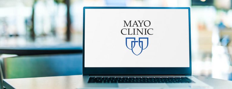 Mayo Clinic logo on a open laptop screen