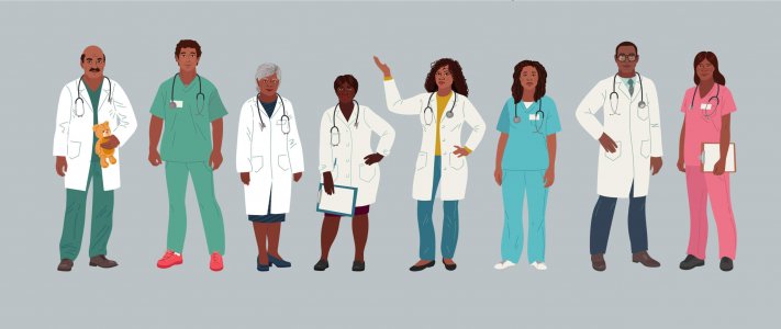 African,American,Doctor,And,Nurse.,Medical,People,Profession,Modern,Vector